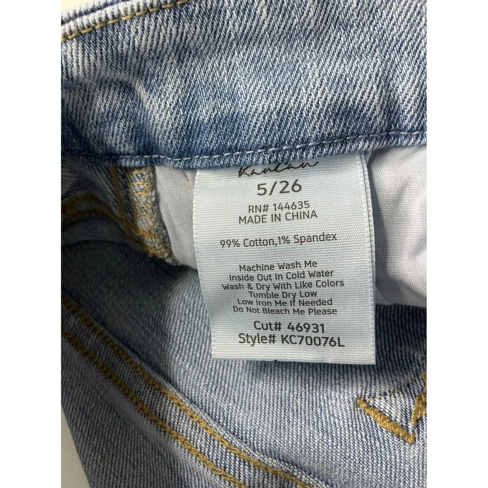 KanCan High Rise Cropped Straight Jeans‎ 26 Light Wash Raw Hem Minimalist Y2K